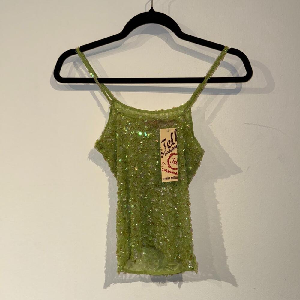 Green Mesh Sequined Top - Picture 4 of 5